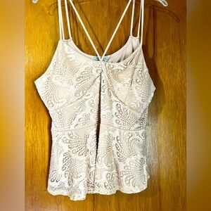 Charlotte Russe Lace Peplum Cami Tan